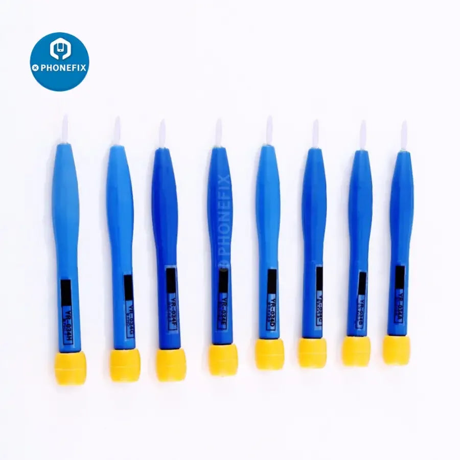 PhoneFix anti-static slotted screwdriver set for phone, tablet, and watch repair tools, featuring precision screwdriver tips.