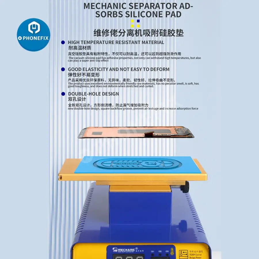 Phonefix mechanic adsorb anti-slip silicone pad for preheating separator, designed to prevent slipping during repair processes.