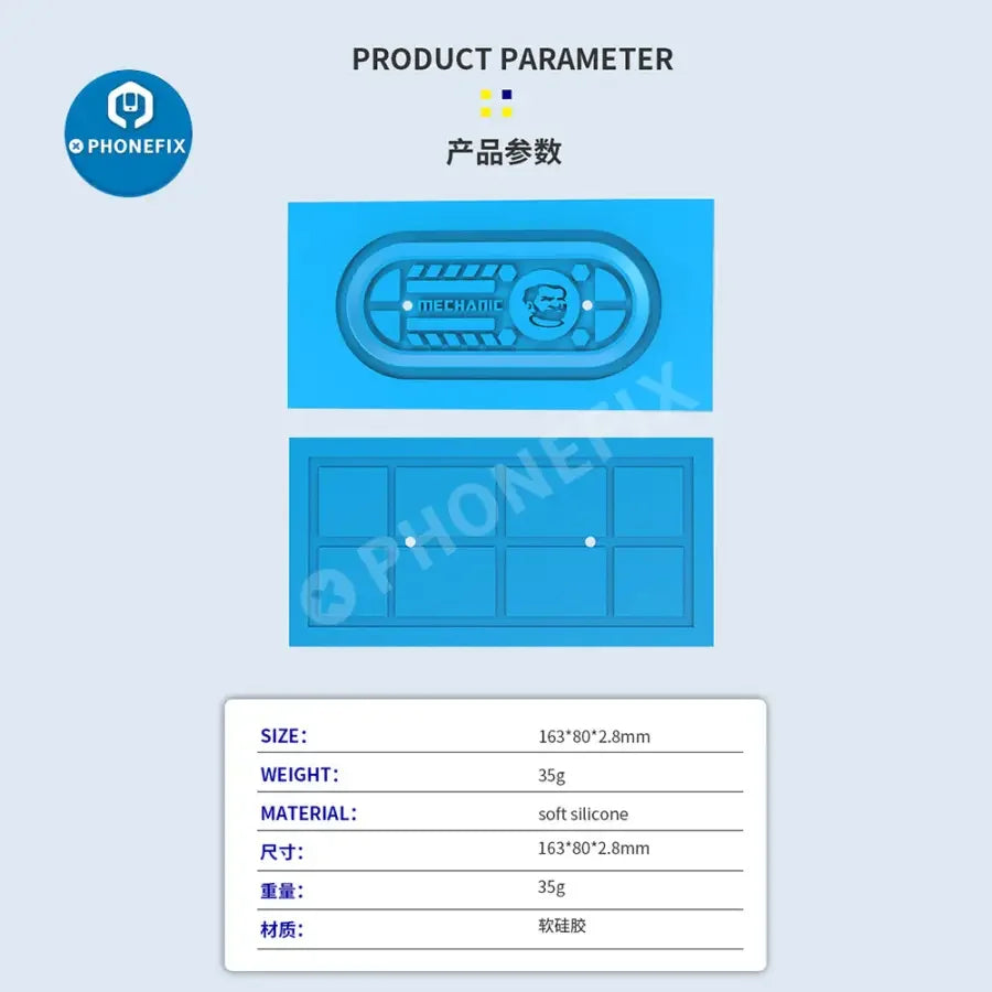 PHONEFIX mechanic adsorb anti-slip silicone pad for preheating separator, durable silicone material for secure support during repairs.