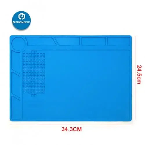 Silicone soldering mat with static control wrist strap, PHONEFIX 9-in-1 BGA welding pad for electronics repair and soldering.