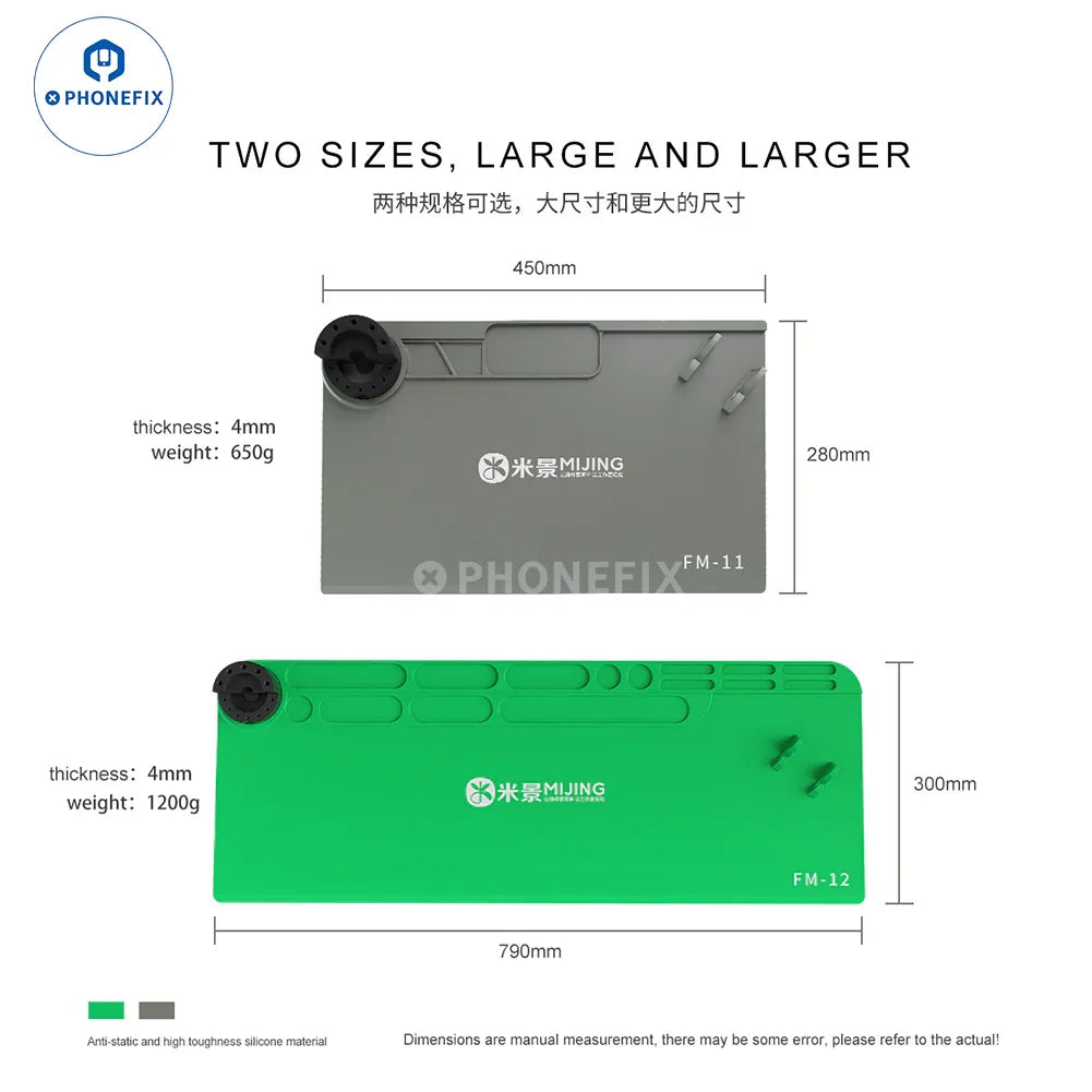 PHONEFIX Mijing FM-11 FM-12 silicone pad with phone screwdriver holder, flexible silicone pad for phone repair tools.