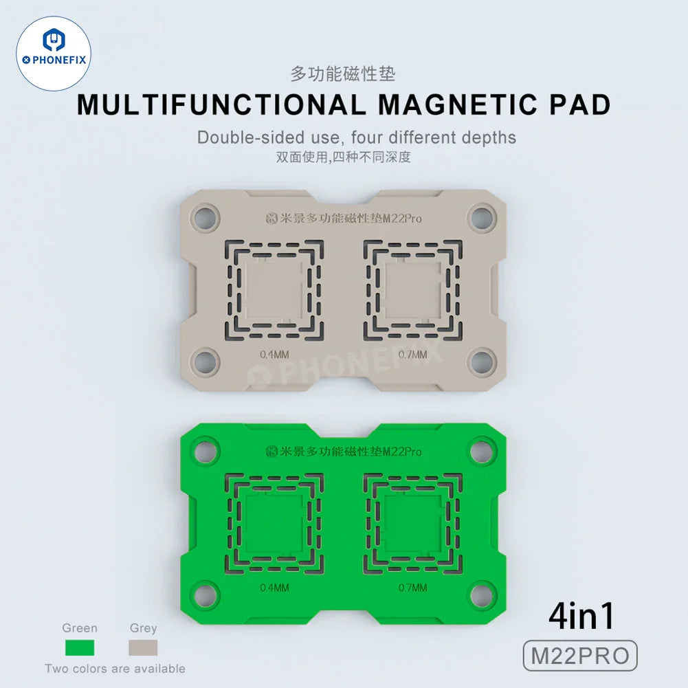 Mijing M22 Pro double-sided magnetic silicone soldering pad with chip repair area, designed for precise electronics work.