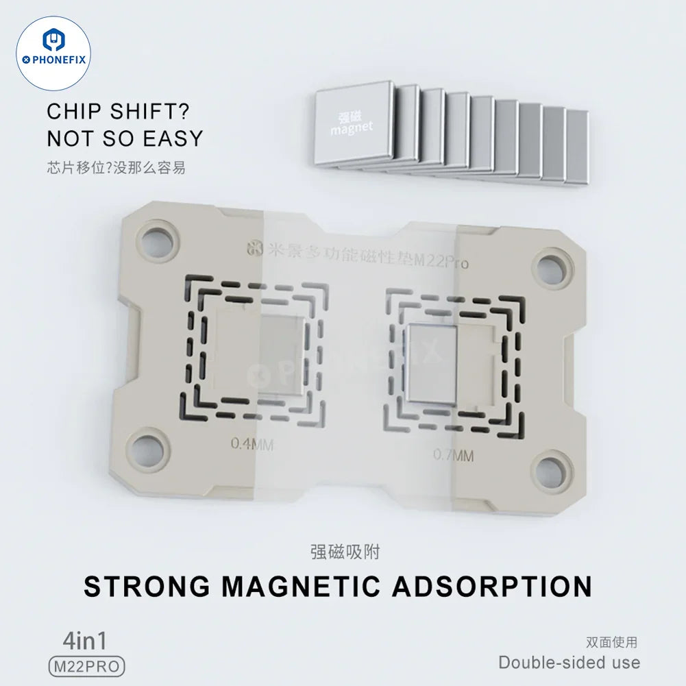 Green Mijing M22 Pro double-sided magnetic silicone pad for chip soldering, designed by PHONEFIX.