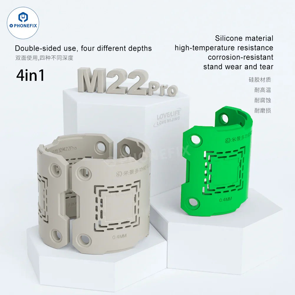 Green Mijing M22 Pro double-sided magnetic silicone pad for chip soldering, designed for precise electronic work.