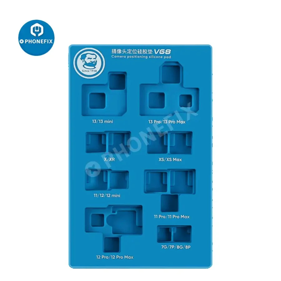 PHONEFIX MECHANIC V68 camera positioning silicone pad for iPhone 7 to 13 Pro Max, helps secure and protect camera modules during repairs.