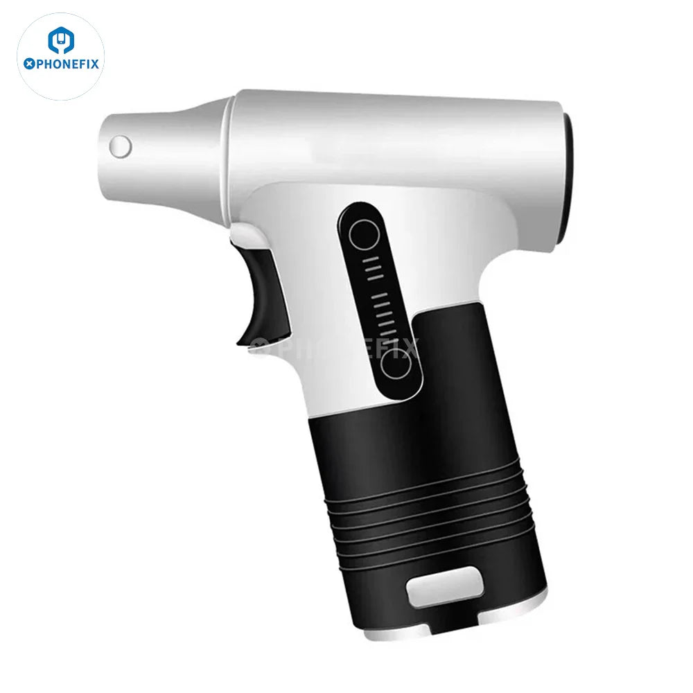 PHONEFIX electric handheld turbofan dust removal fan with blowing and suction features for smoke and fume extraction.