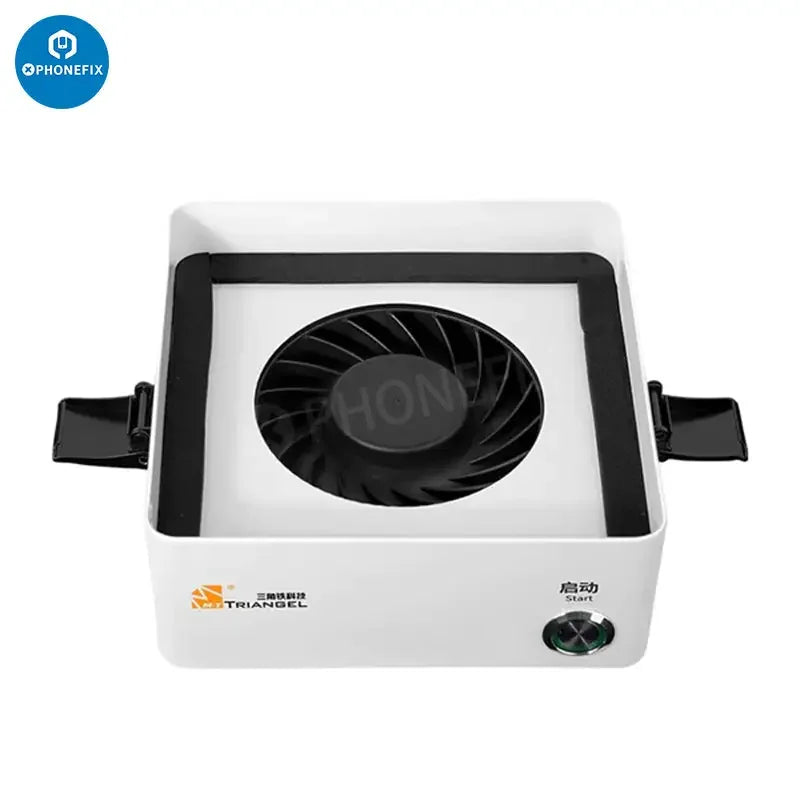 Portable PHONEFIX M-Triangel CP-301 smoke purifier and fume extractor with compact design and adjustable airflow for effective fumes removal.