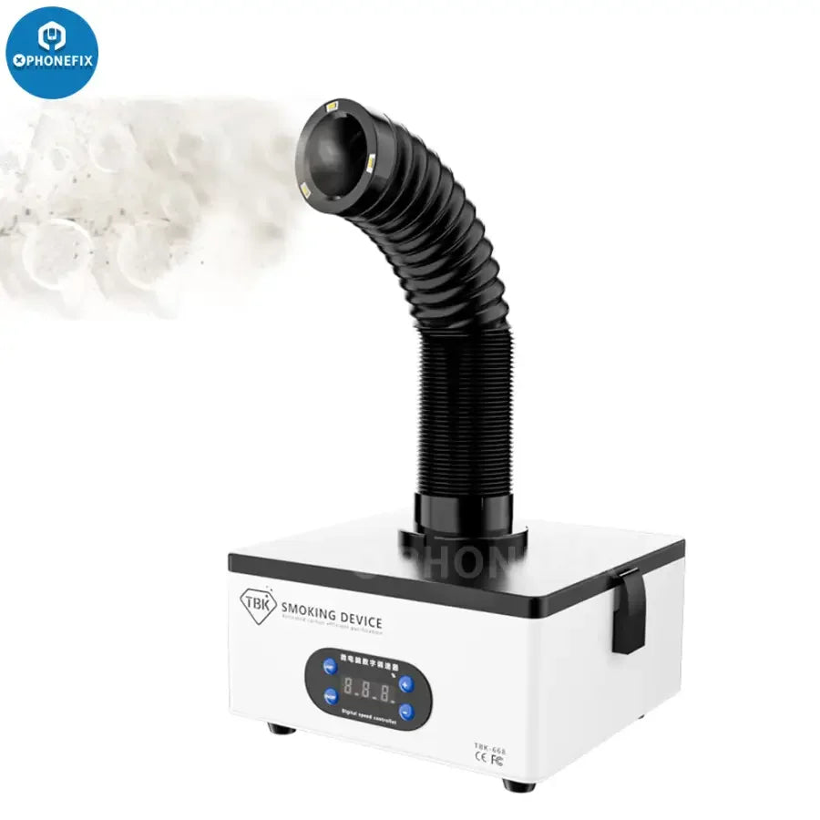 Phonefix TBK-668 150W mini smoke fume extractor with strong suction for welding fumes, compact design, and efficient air purification.