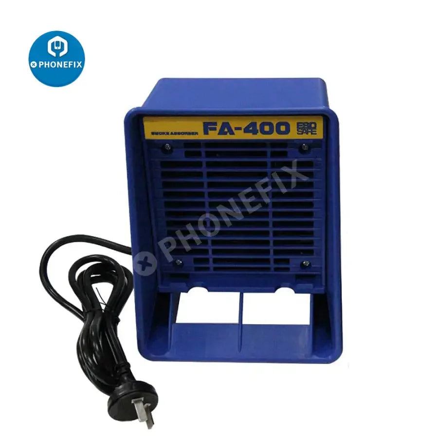 PHONEFIX FA-400 smoke fume extractor with 10 free activated carbon filter sponges for effective air purification.