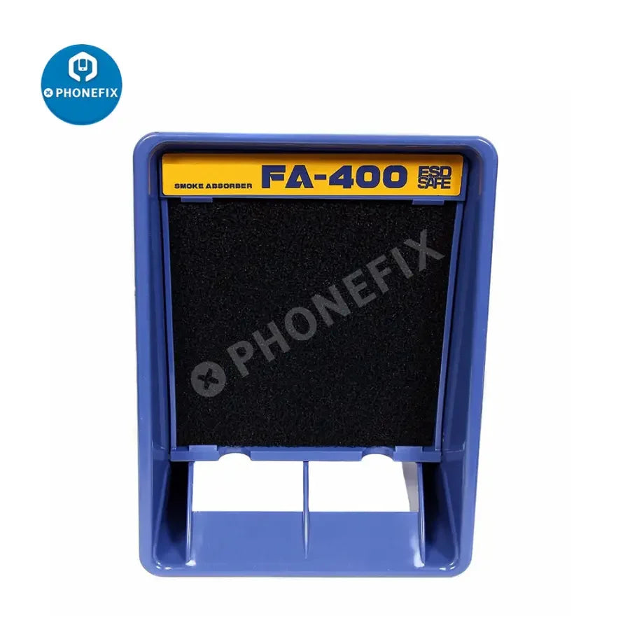 PHONEFIX FA-400 smoke fume extractor with 10 free activated carbon filter sponges for removing smoke and fumes effectively.
