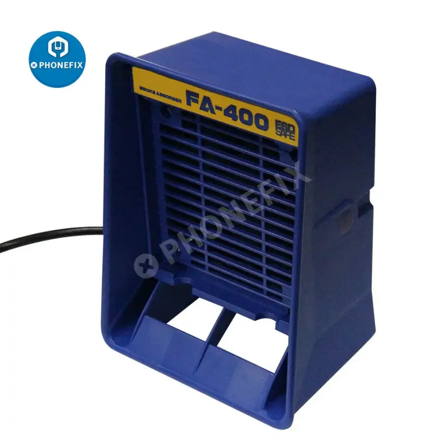 PHONEFIX FA-400 smoke fume extractor with 10 free activated carbon filter sponges, compact air purification device.