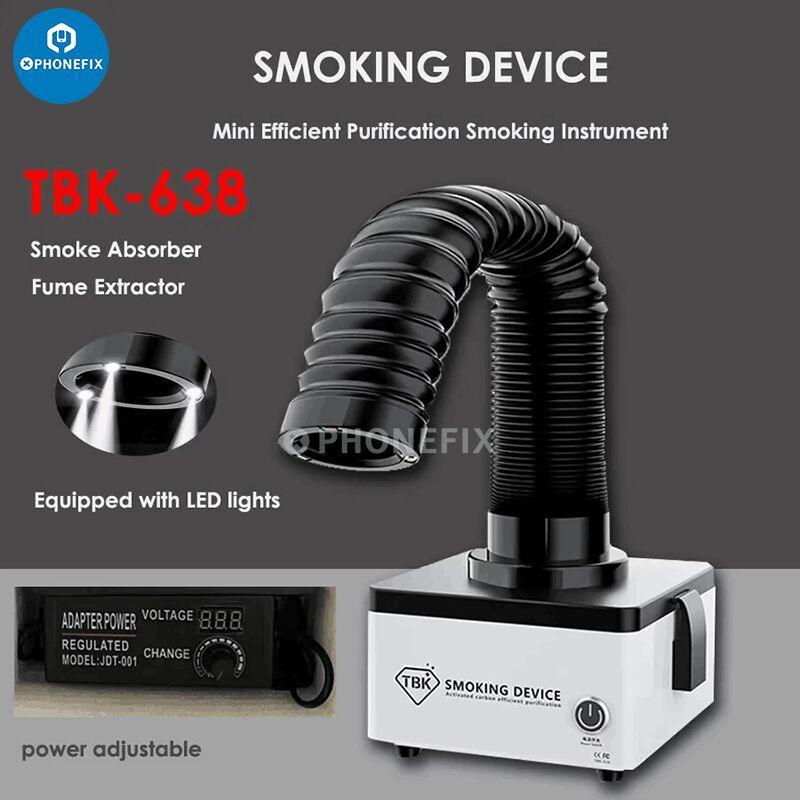 PHONEFIX TBK638 Mini Smoke Fume Extractor for efficient removal of cigarette and smoke fumes in compact smoking instruments.