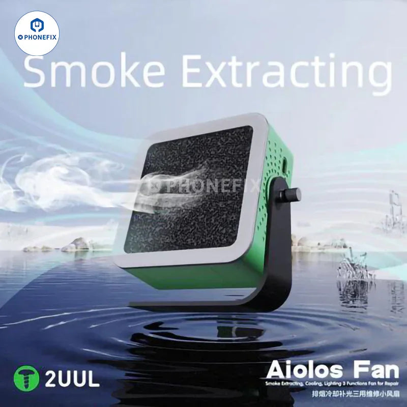 Ventilador PHONEFIX 2UUL Aiolos con iluminación de refrigeración y extracción de humos para soldadura, extractor de humos compacto para aparatos electrónicos.