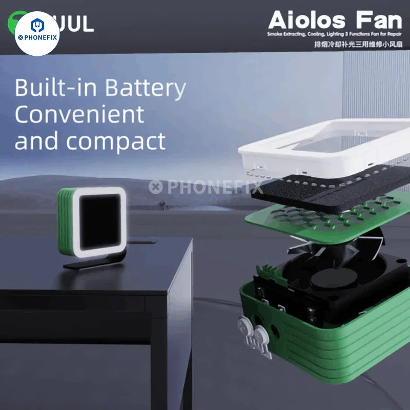 Ventilador Aiolos 2UUL de PHONEFIX, extractor de humos con iluminación de refrigeración para la extracción de humos de soldadura.