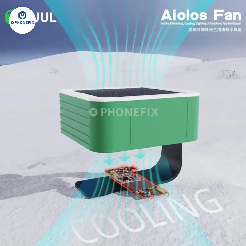 Extractor de humos con ventilador Aiolos 2UUL de PHONEFIX con iluminación de refrigeración para la extracción de humos de soldadura.