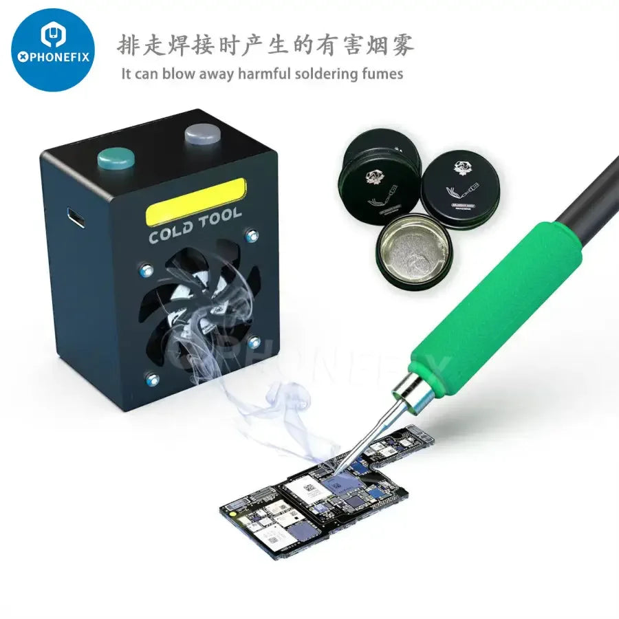 PHONEFIX 2UUL USB Mini Cooling Fan and Welding Smoke Fume Extractor for welding fumes and smoke ventilation.