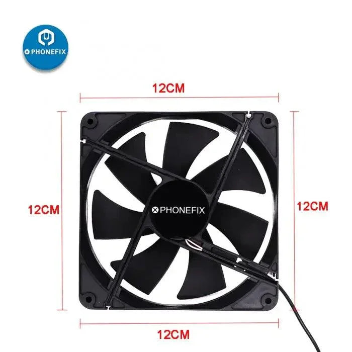 PHONEFIX 5V USB fan smoke fume extractor with air filter for solder iron smoke absorption and smoke filtering.
