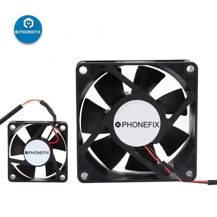 PHONEFIX 5V USB fan smoke fume extractor for solder iron, air filter tool, and smoke absorber with compact design.