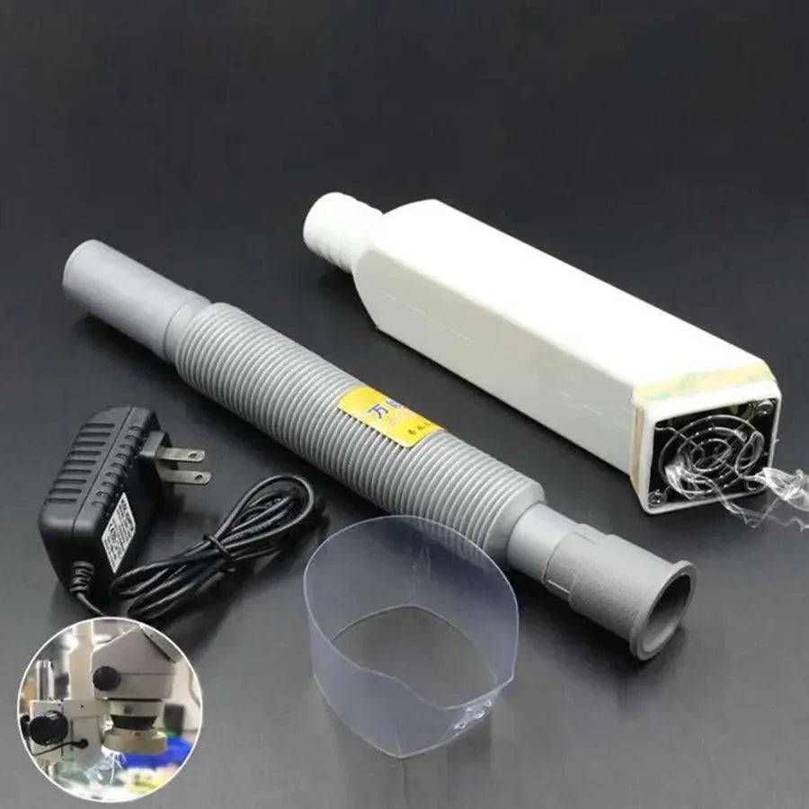 HZW Microscope Smoke Removal Fan by PHONEFIX, a compact soldering fume extractor with a fan for removing soldering smoke.