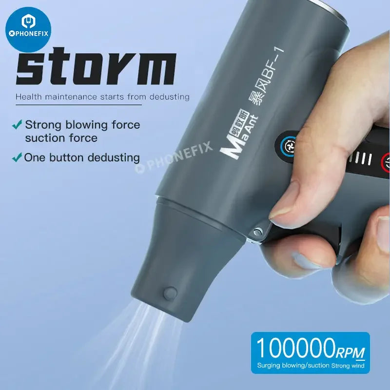 MaAnt BF-1 Blowing Suction Turbine Fan Dust Cleaner Gun, a PHONEFIX smoke fume extractor tool with a compact design and flexible nozzle.