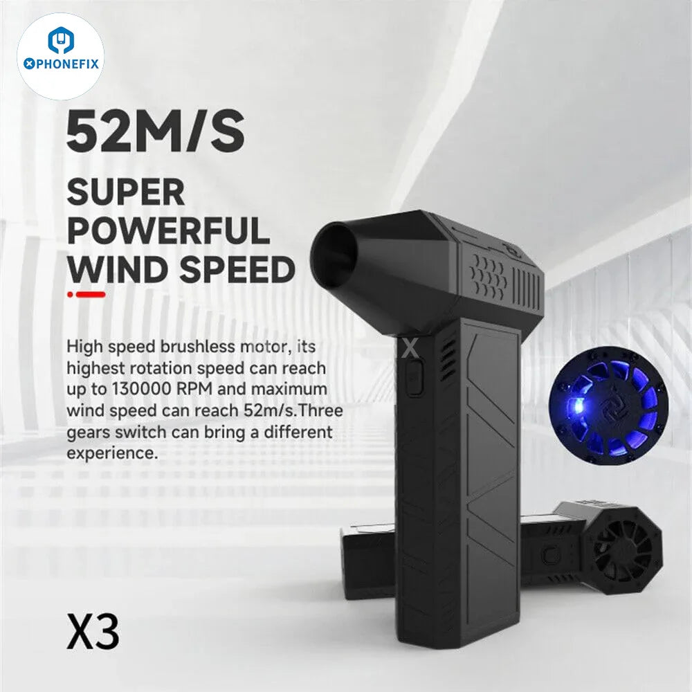 PHONEFIX Super Power Turbo Fan Mini Blower smoke fume extractor with 130,000 RPM for efficient ventilation and dust removal.