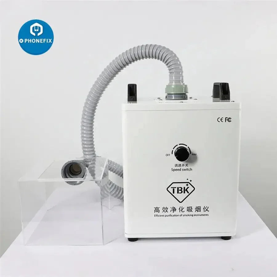 PHONEFIX TBK Fume Extractor smoke and fume air cleaner for soldering and laser engraving, with box and compact design.