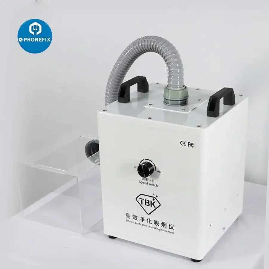 PhoneFIX TBK Fume Extractor for soldering and laser engraving, compact smoke and fumes air cleaner with box, 110V.