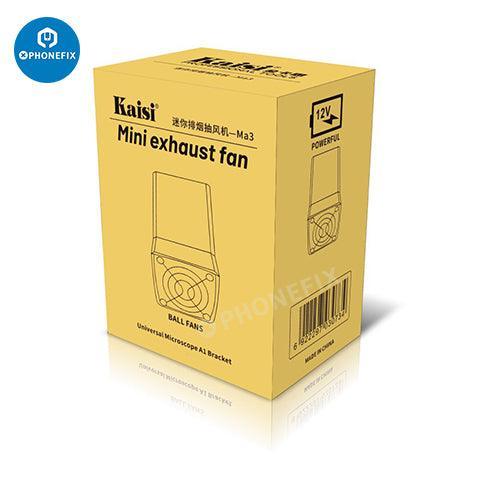 Kaisi Mini Microscope Exhaust Fan by PHONEFIX, a compact smoke fume extractor for soldering and electronic work.