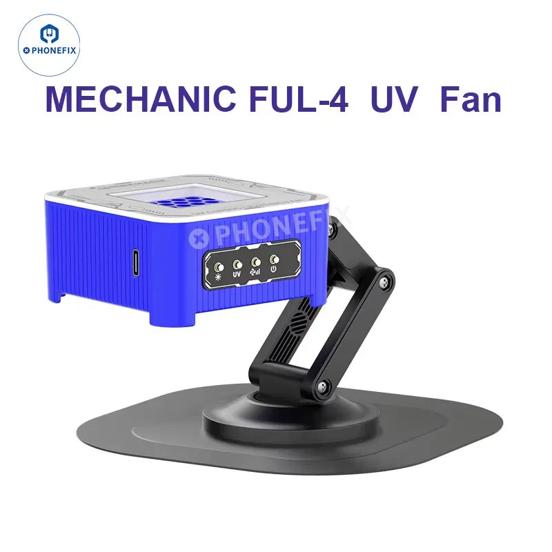 PHONEFIX UV Curing Light cooling smoke extractor for mechanic work, capturing smoke and fumes during UV curing processes.