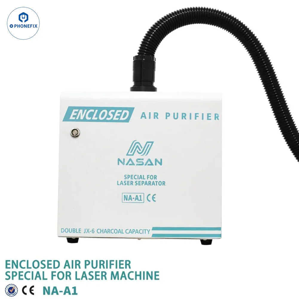 PHONEFIX NASAN NA-A1 laser smoke fume extractor with dust cover, compact air purifier for fumes and dust removal.