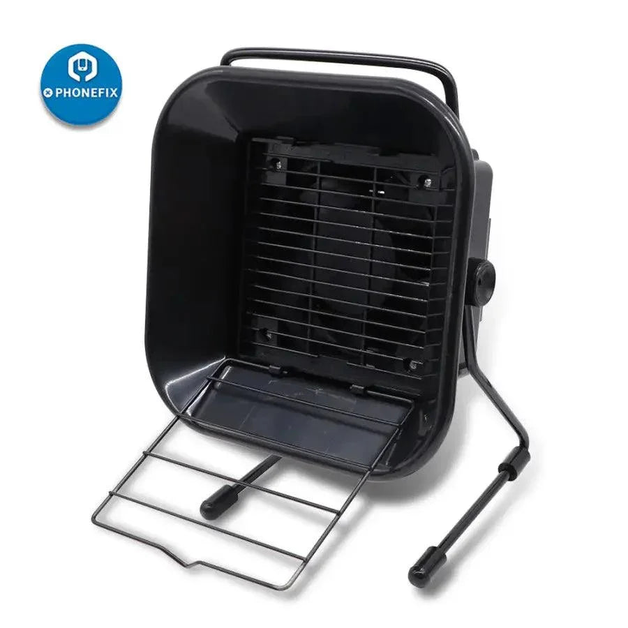 PHONEFIX 493 Desktop Soldering Smoke Absorber ESD Fume Extractor in black, compact design with venting for smoke removal.