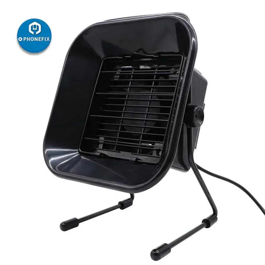 Phonefix desktop soldering smoke absorber and ESD fume extractor in black for 220V, designed to absorb soldering fumes effectively.
