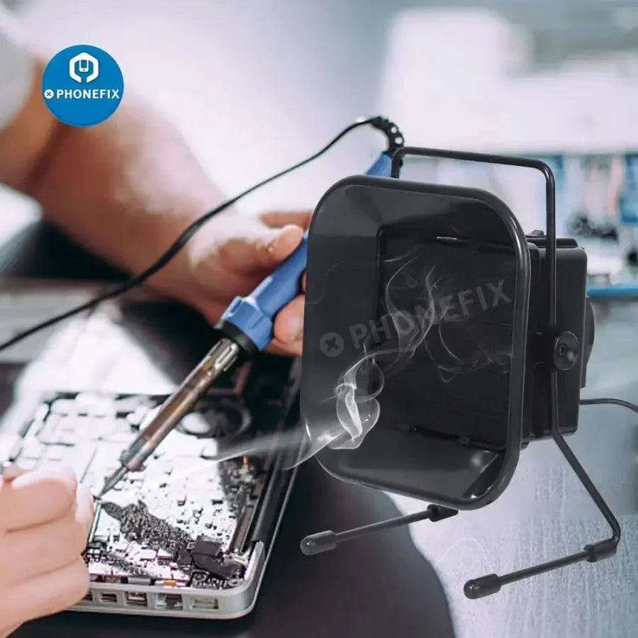 PHONEFIX desktop soldering smoke absorber and fume extractor with 220V ESD protection for removing soldering fumes and smoke.