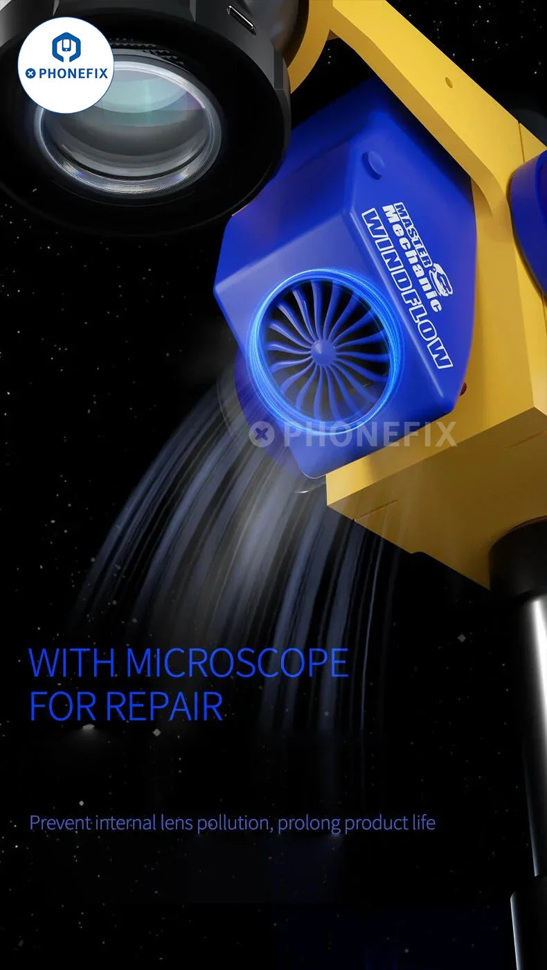 PHONEFIX mechanic smoke fume extractor, a microscope smoke absorber with a compact design for efficient fumes removal.