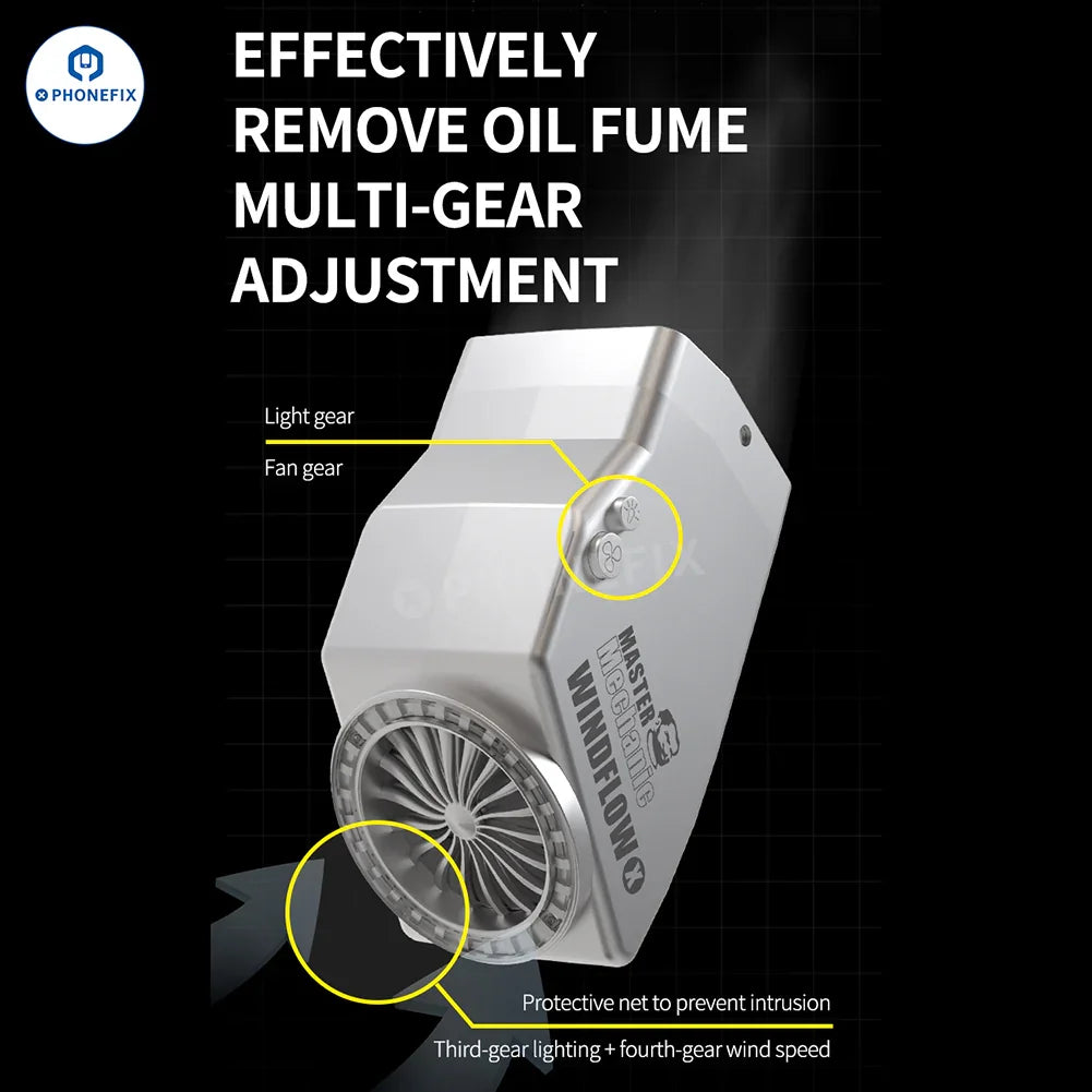 PHONEFIX MECHANIC Microscope Smoke Fume Extractor with built-in fume absorption system for safe, clean work environment.