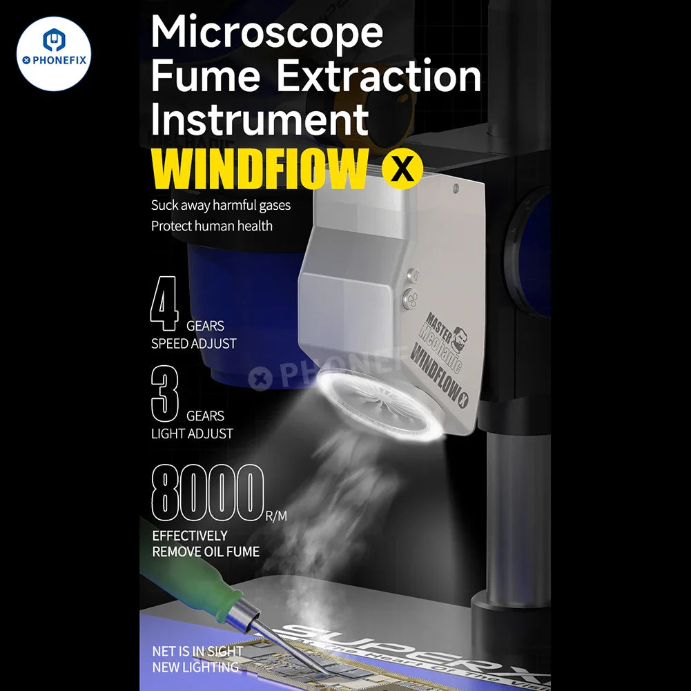 PHONEFIX MECHANIC Microscope Smoke Fume Extractor with fume absorption instrument for efficient smoke and fumes removal.