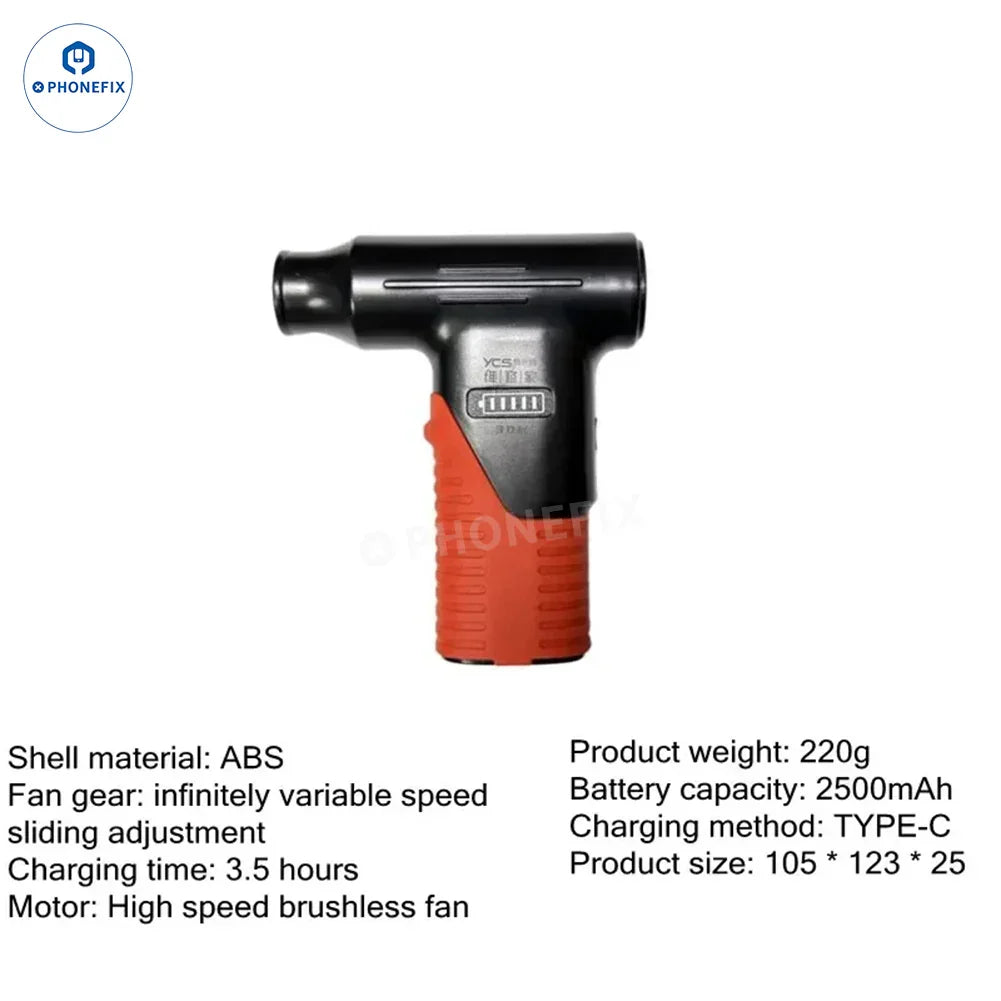 Extractor de humos PhoneFix YCS 30M Turbo Fan para la eliminación de polvo en teclados y placas de circuitos impresos de teléfonos, con funciones de refrigeración y extracción de polvo.