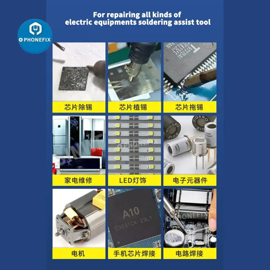 Lead-free soldering flux paste for BGA PCB rework, PhoneFix mechanic AD-233/559, used for precise soldering and reflow applications.