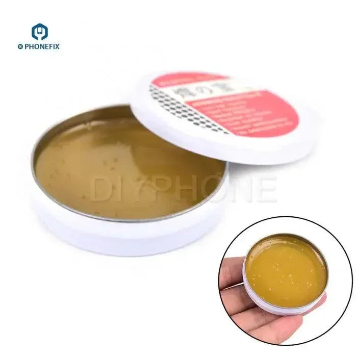 Mild rosin soldering paste flux gel from PHONEFIX for metalworking and electronics soldering applications.