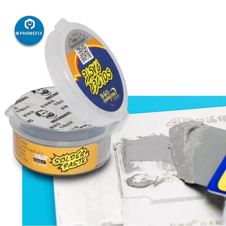 PHONEFIX mechanic solder paste for low, middle, and high temperatures, ideal for precise soldering and electronic repairs.