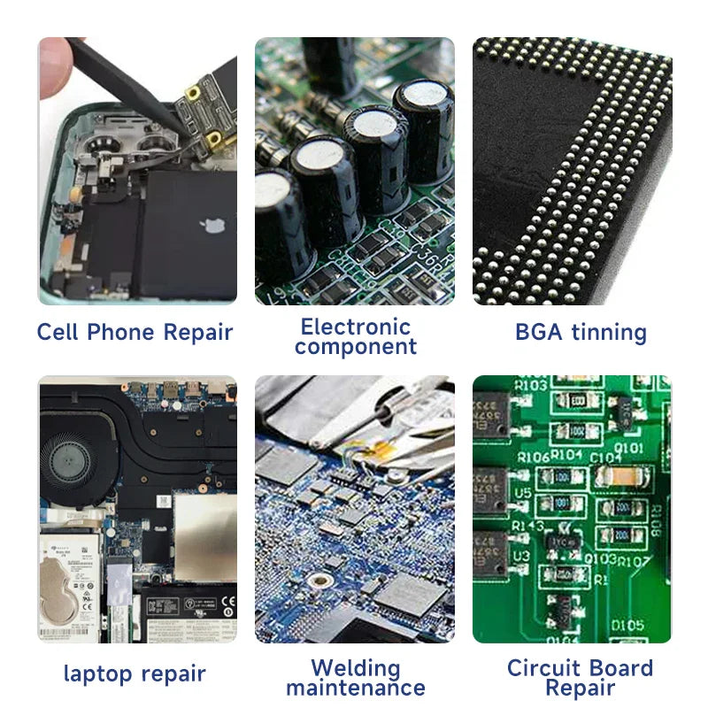 Pasta de soldadura de estaño sin plomo PhoneFix, pasta de soldadura de 138/158/183/199 ℃ para reparación de aparatos electrónicos, como se muestra en la imagen.