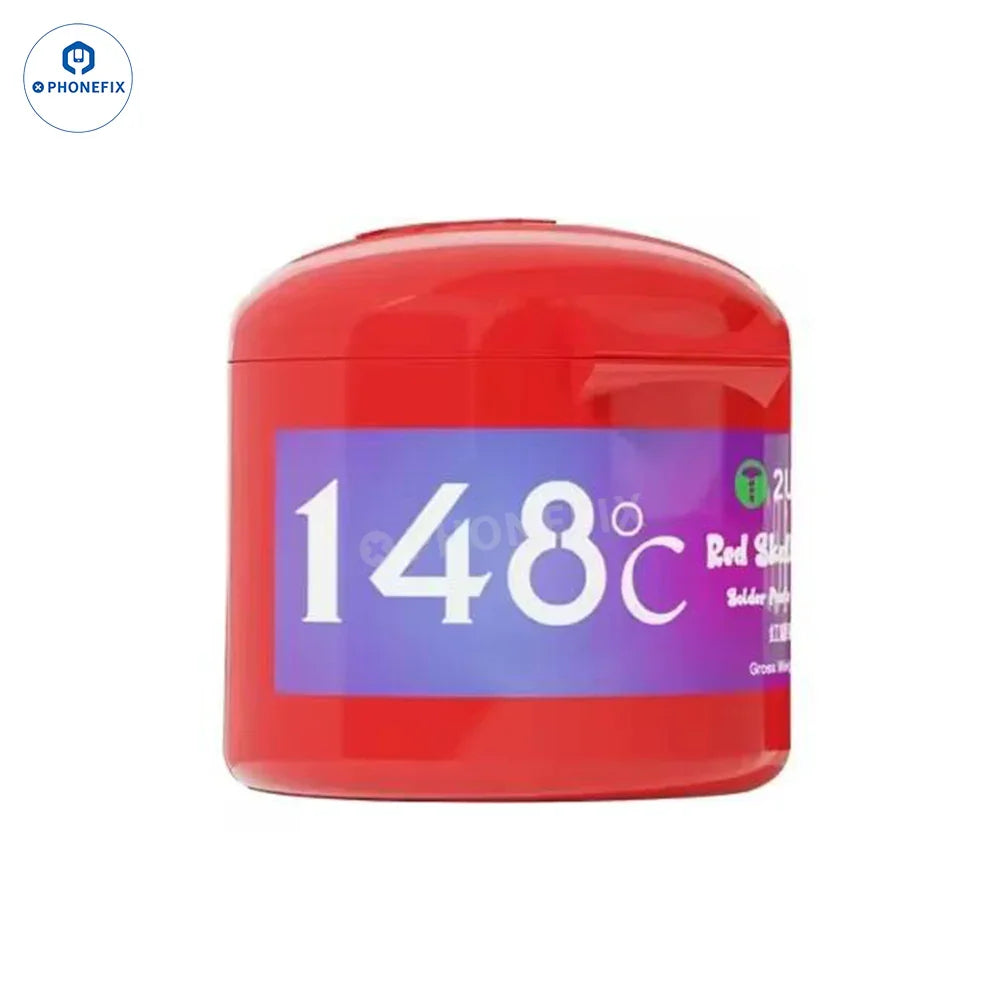 Red Skull Solder Paste Flux by PHONEFIX, 50g for soldering repairs, heats at 148℃, 183℃, and 199℃, ideal for electronics repair.