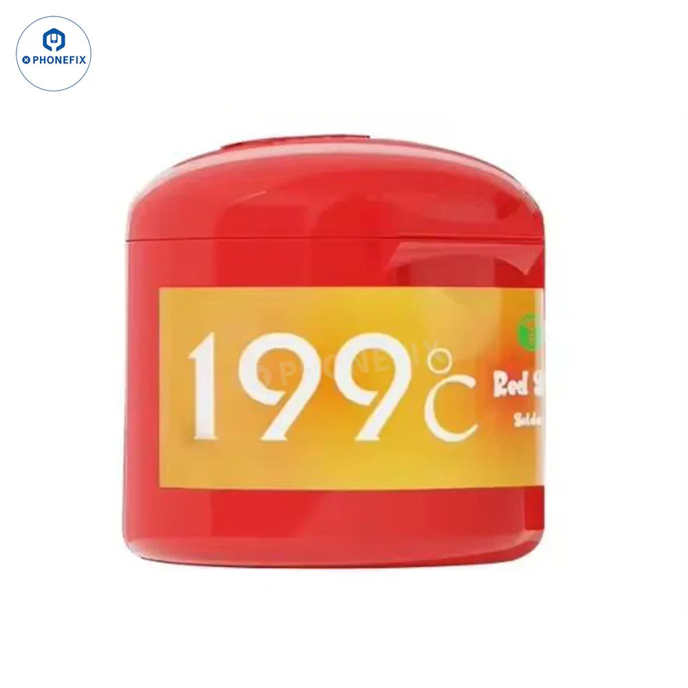 Red Skull solder paste by PHONEFIX, 50g flux for soldering repairs at 148℃, 183℃, and 199℃, shown in a 50g container.