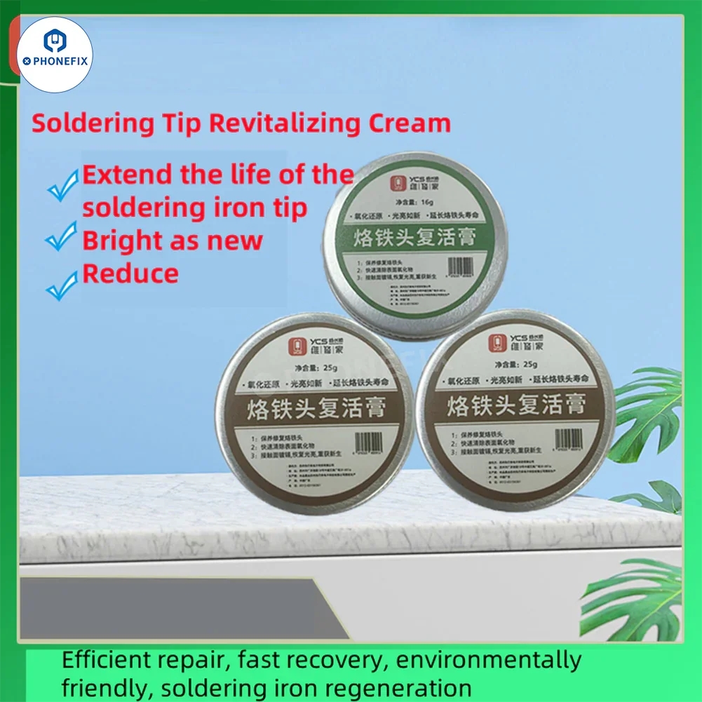 PhoneFix YCS Refresher soldering iron tip cleaning cream for oxidation removal and repair, ideal for solder paste applications.