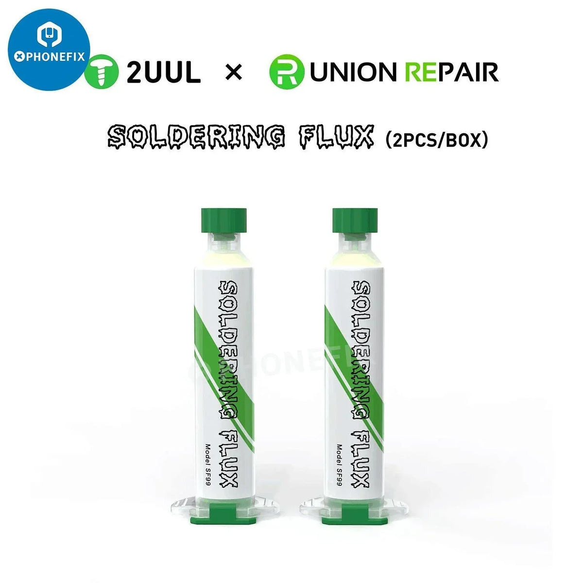 2UUL SC03 TubeMate syringe with flux paste and push rod, used for soldering and electronic repairs, from PHONEFIX.