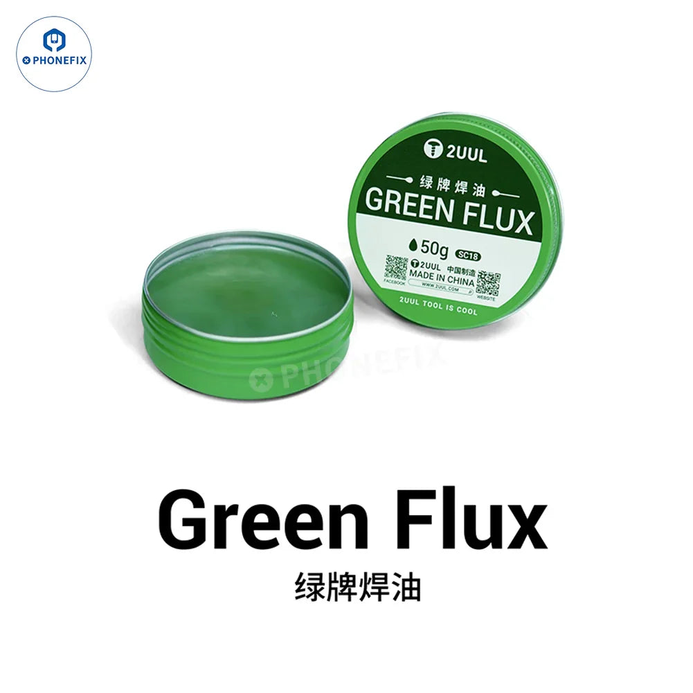 Botella de 50 ml de aceite fundente para soldadura PHONEFIX 2UUL SC16 SC17 SC18 para reparación de circuitos integrados de placas de circuitos impresos móviles, utilizado en aplicaciones de pasta de soldadura.