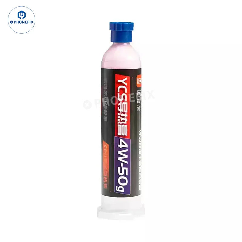 Phonefix CPU thermal paste in 50g solder paste container, compatible with iPhone and laptop CPUs for effective heat transfer.