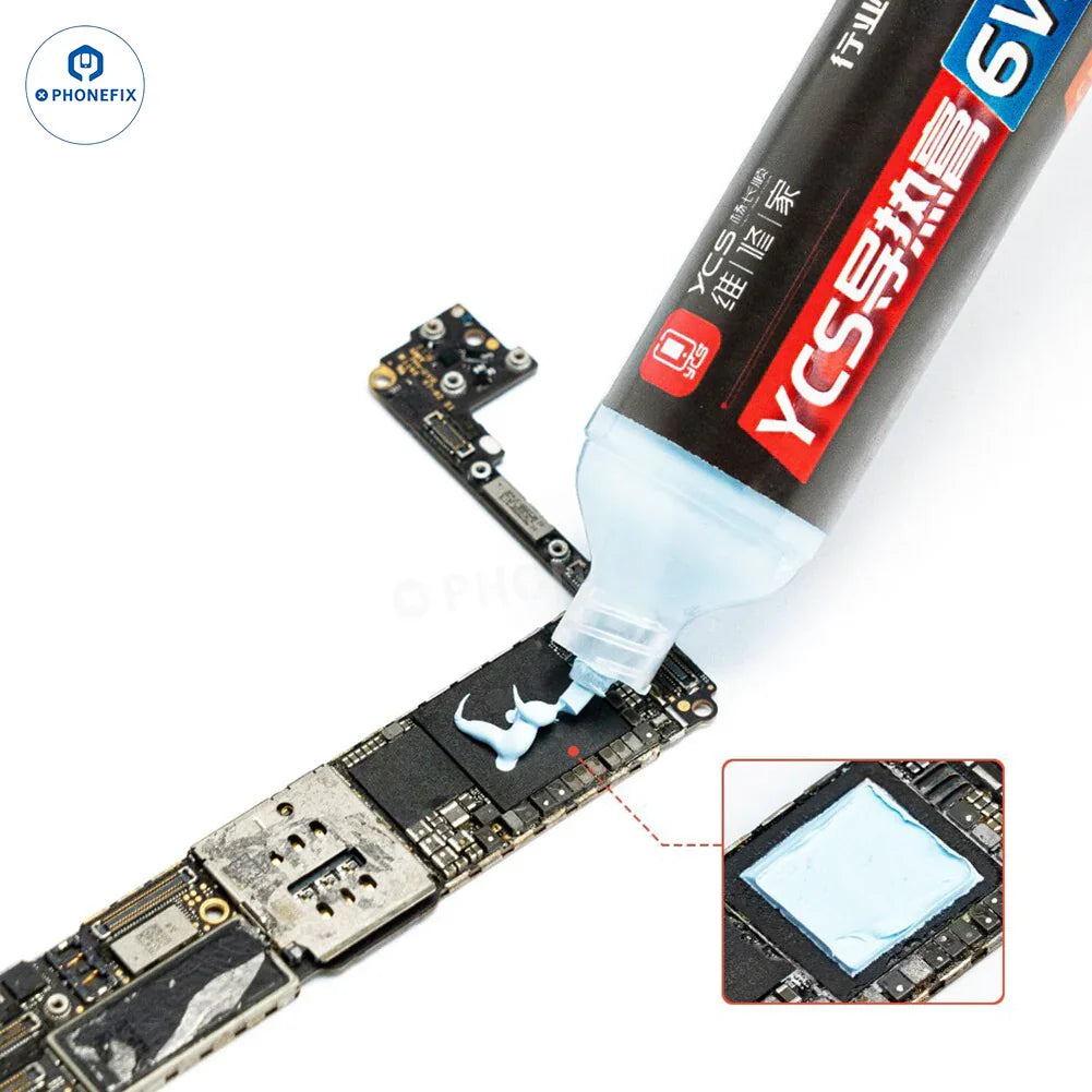 PhoneFix YCS 4W 6W 8.5W CPU thermal paste for iPhone and laptops, 50g solder paste for heat transfer and cooling.
