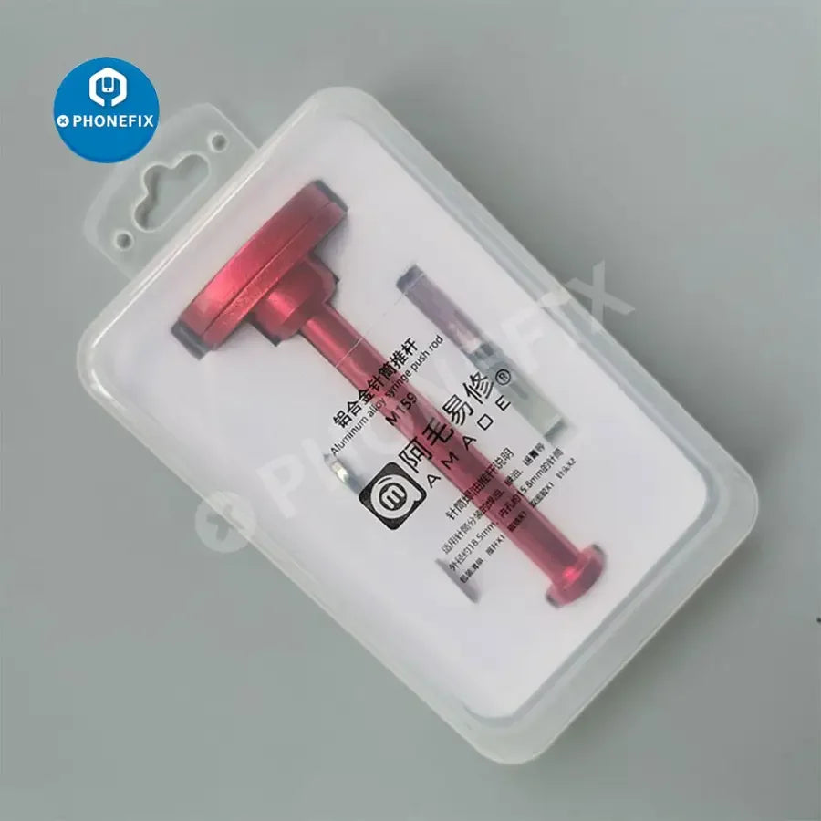 AMAOE M50 M159 M52 solder paste flux in a syringe for aluminum alloy, used for electronics soldering by PHONEFIX.