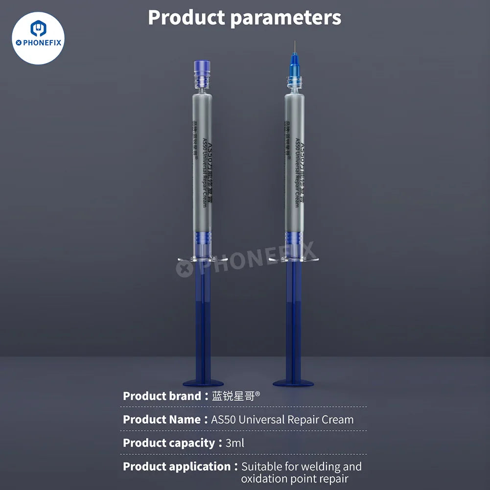 PHONEFIX AS50 Crème de réparation Pâte à souder pour éliminer les points d'oxydation sur les cartes mères de téléphones, utilisée pour la réparation électronique.